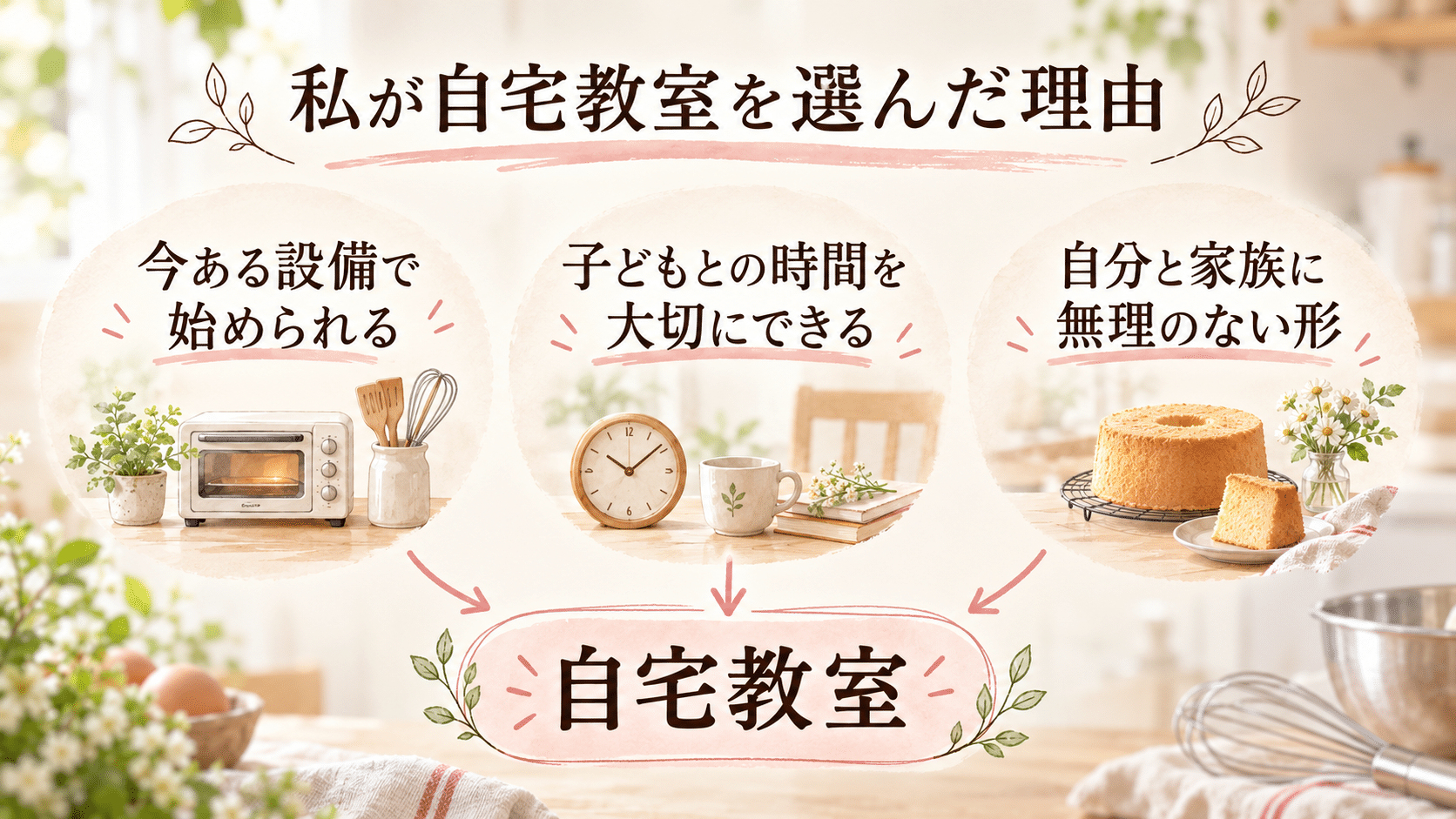 今ある設備、子どもとの時間、自分と家族に無理のない形という、自宅教室を選んだ3つの理由